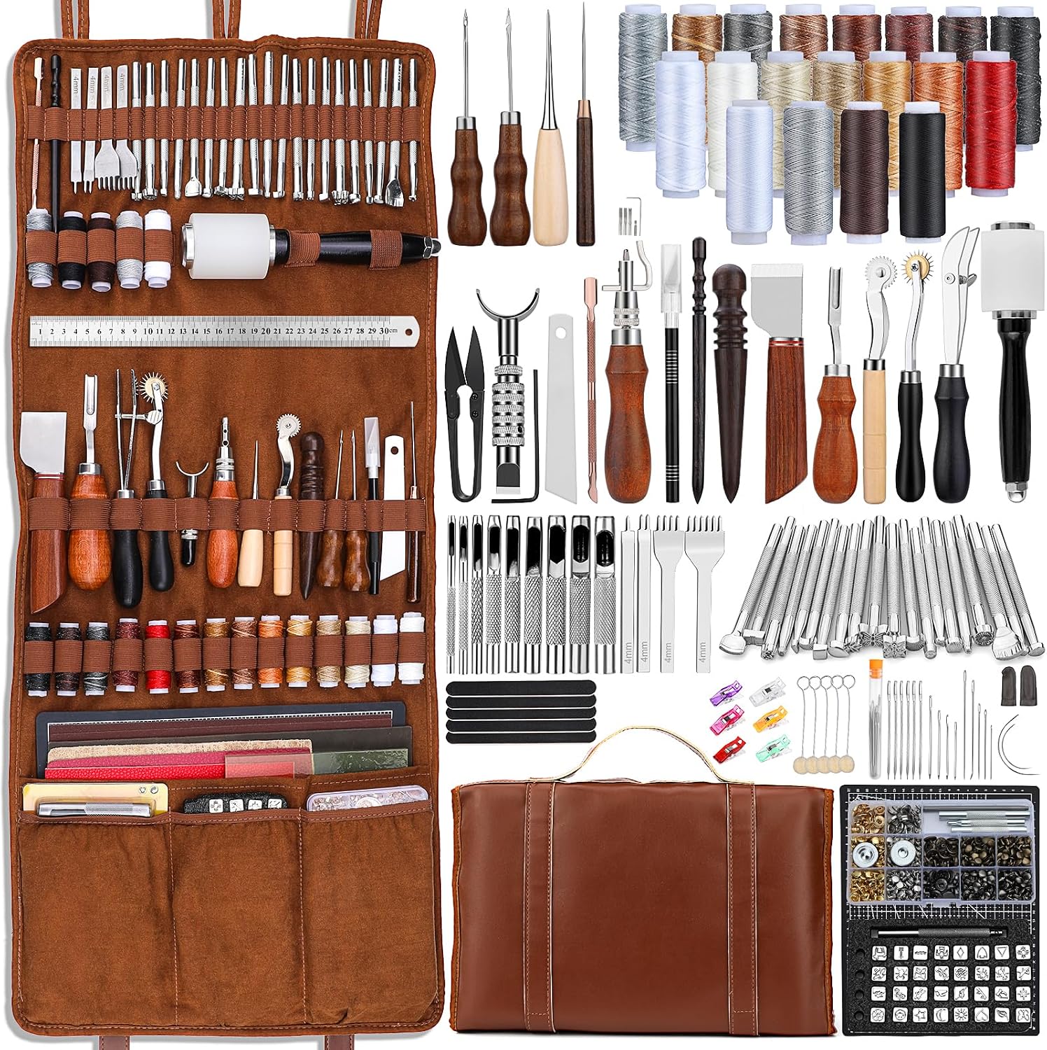 Leather Tooling Kit - Lederbewerkingsset Lederen handwerkgereedschap Lederbewerkingskit met op