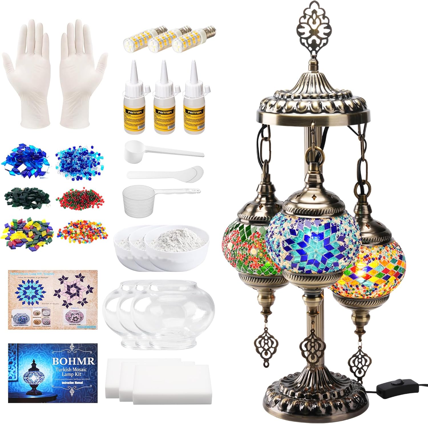 Art Craft And - DIY 3-delige Turkse mozaïeklampset, 23 inch