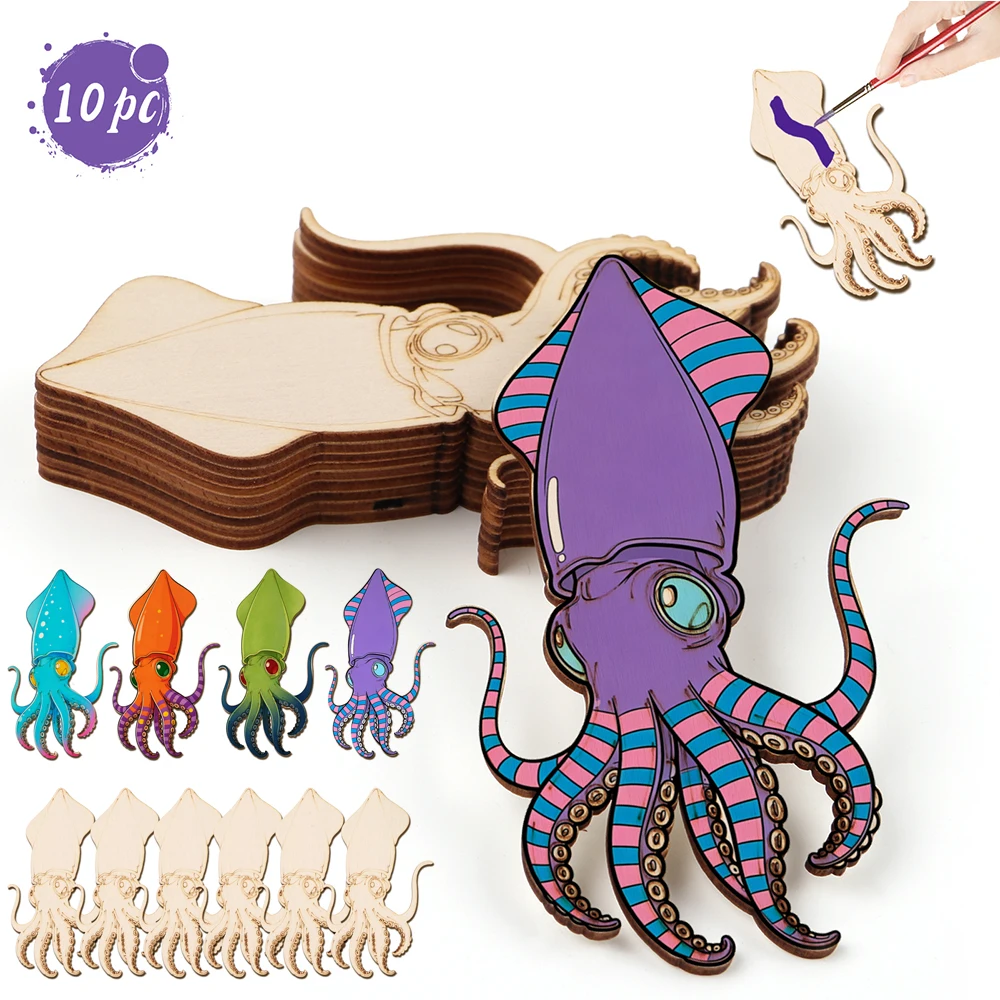 Craft Art Set - 10 stks/set Onvoltooide Houten Ambachtelijke Octopus