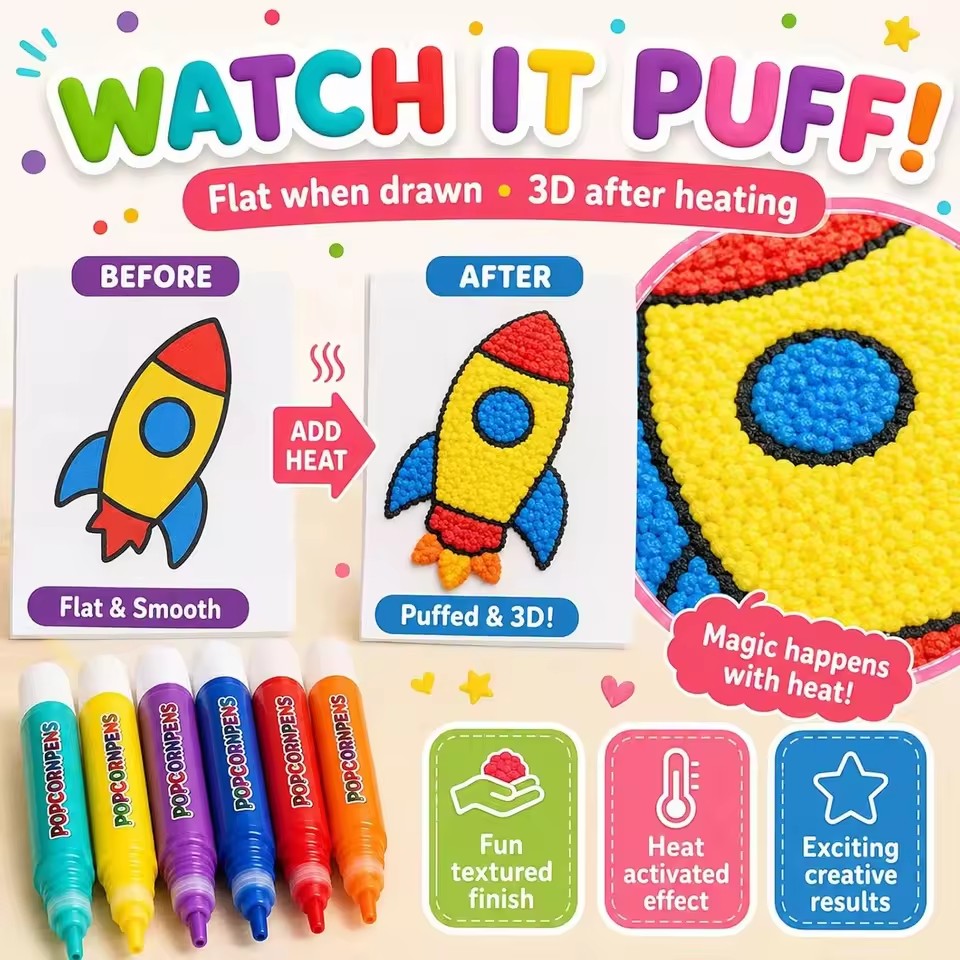 Puffy Popcorn Pen Set, soepele - Art Craft Notebook recensie en prijs